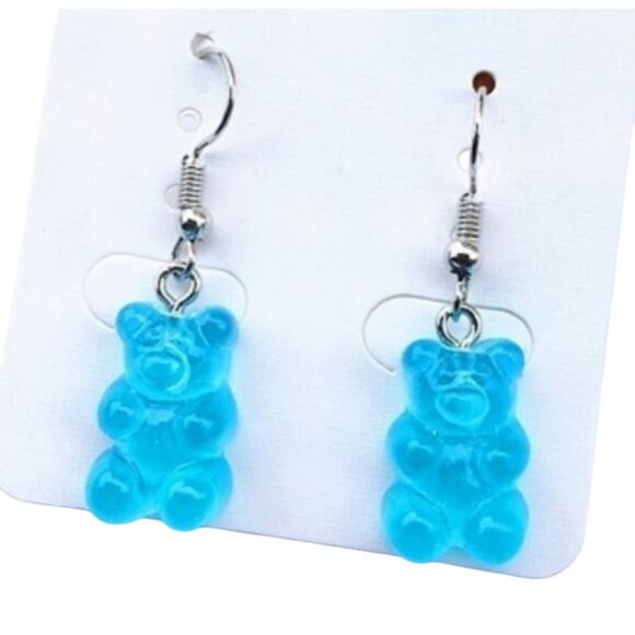 Blue Faux Gummy Bear Earrings - Picture 1 of 2